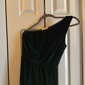 Tatiana One Shoulder Velvet Emerald Green Dress